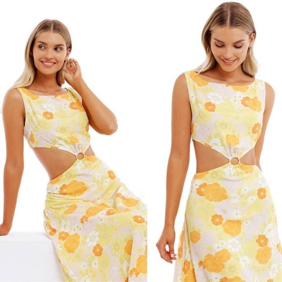 Charlie Holiday Clemence Cutout Floral Dress 4 Boho Retro Beachy Cottagecore Ret - Picture 12 of 13